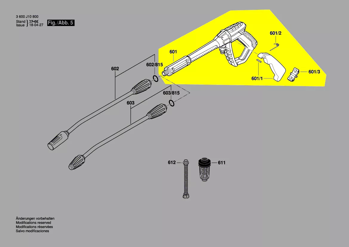 Poignée pour nettoyeur haute-pression réf. F 016 L73 068 Bosch